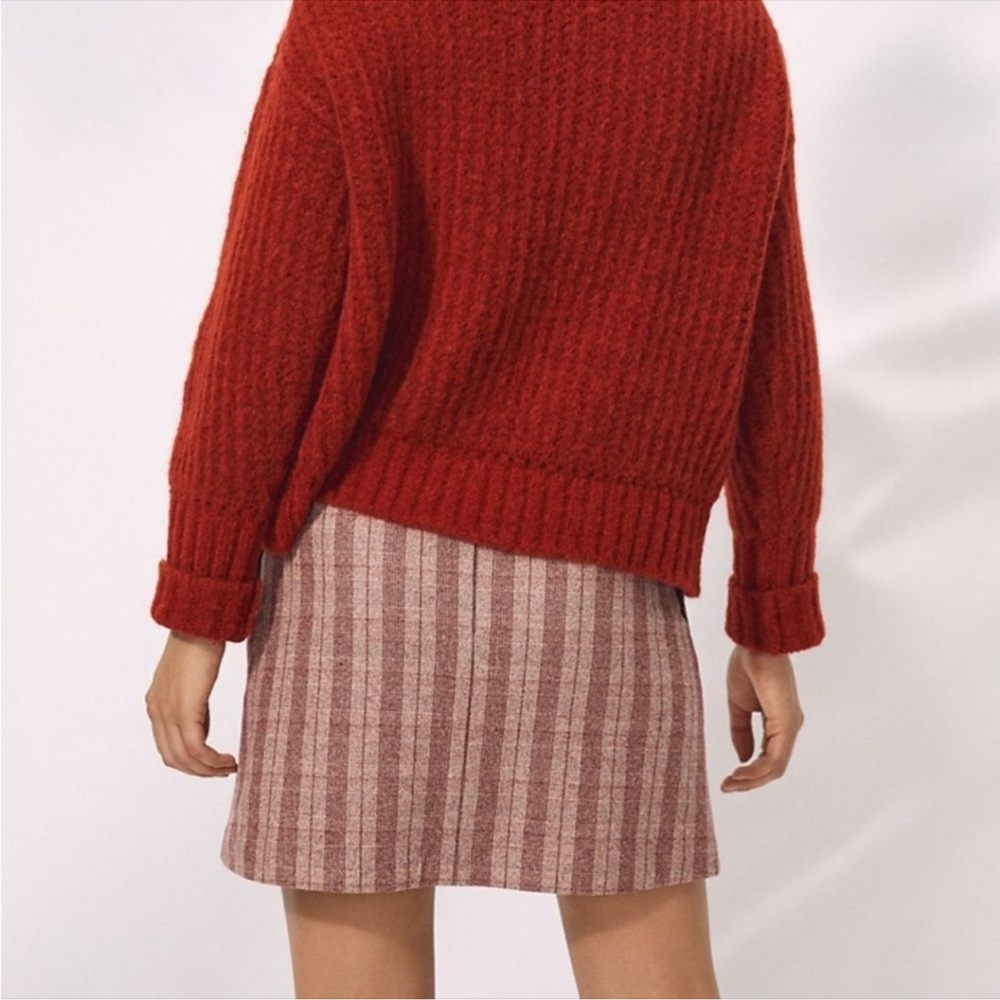Aritzia Wilfred New Classic Mini Skirt- Red Plaid Wool and Cashmere Mini Skirt - Picture 3 of 8
